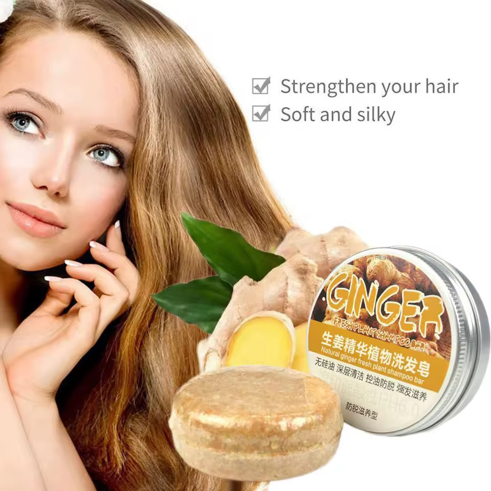 Organic Ginger Cold Pressed Shampoo Soap Without Silicone, Cleanses the Scalp, Nourishes Hair & Controls Oil