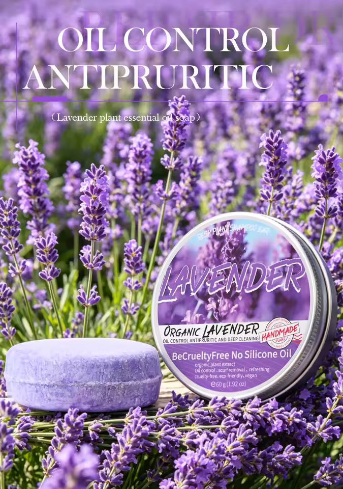 Organic Lavender Shampoo Soap Without Silicone, Cleanses the Scalp, Nourishes Hair & Controls Oil