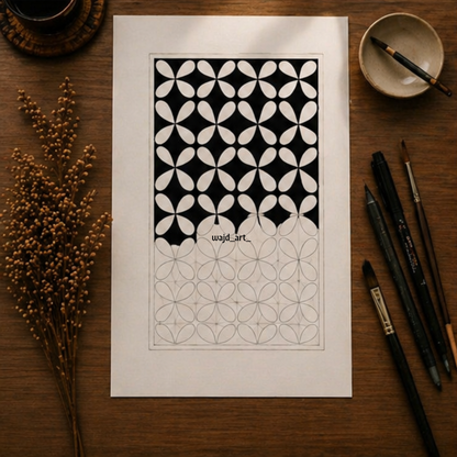 Hand Drawn Geometrical Doodling Art on Cartridge Paper- No Frame (Size A4 & A3)