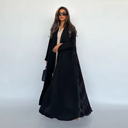 Slit Black Abaya - Long Sleeved Dubai Style Robe