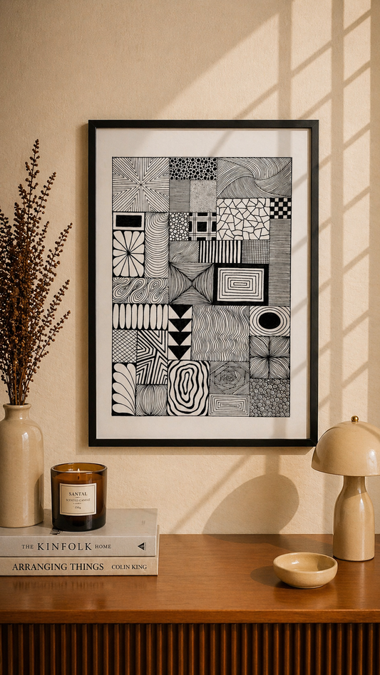 Hand Drawn Geometrical Doodling Art on Cartridge Paper- No Frame (Size A4 & A3)