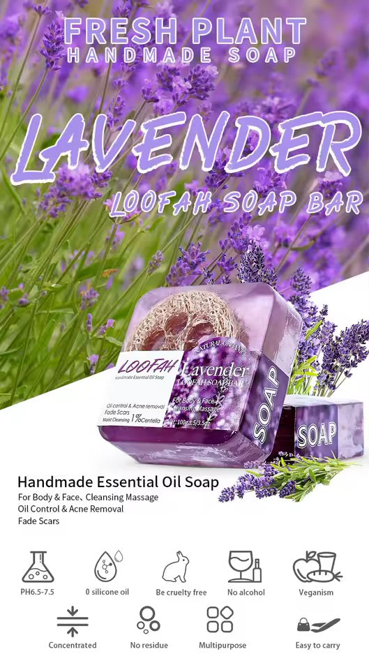 Organic Loofah Whitening Soap Lavender, Honey, Rose, Lemon, Ocean Salt, Tea Tree & Aloe Skincare Soap