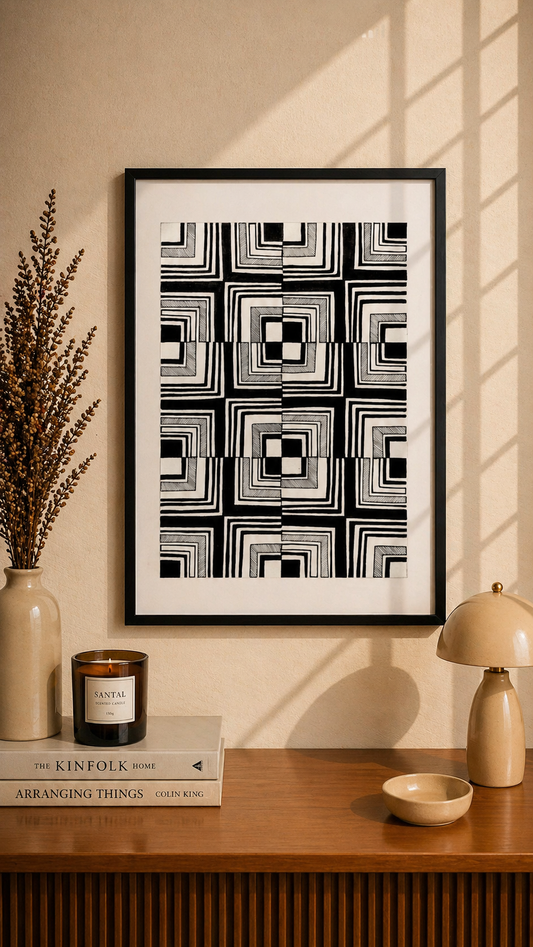 Hand Drawn Geometrical Doodling Art on Cartridge Paper- No Frame (Size A4 & A3)