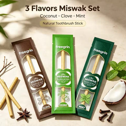 3 Pack Mixed Flavors Miswak Sticks Organic Oral Care