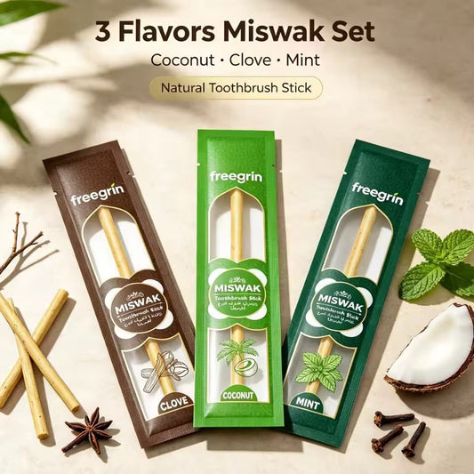 3 Pack Mixed Flavors Miswak Sticks Organic Oral Care