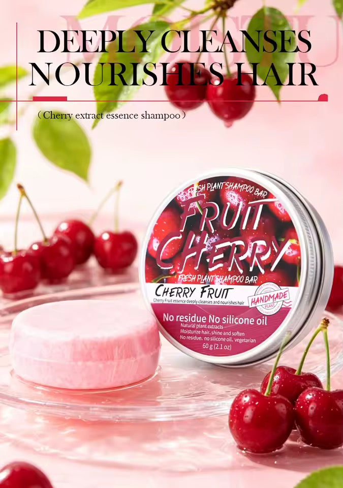 Organic Fruit Cherry Shampoo Soap Without Silicone, Cleanses the Scalp, Nourishes Hair & Controls Oil