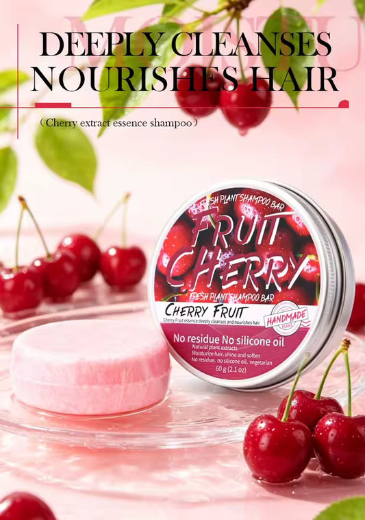 Organic Fruit Cherry Shampoo Soap Without Silicone, Cleanses the Scalp, Nourishes Hair & Controls Oil
