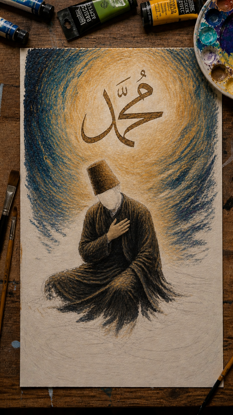 Limited Edition PRINT of my Original Sufi Mystical Muslim on Cartridge Paper - No Frame (Size: A4 & A3)