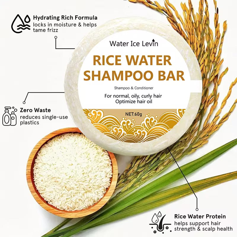 Organic Rice Water Shampoo Soap Without Silicone, Cleanses the Scalp, Nourishes Hair & Controls Oil