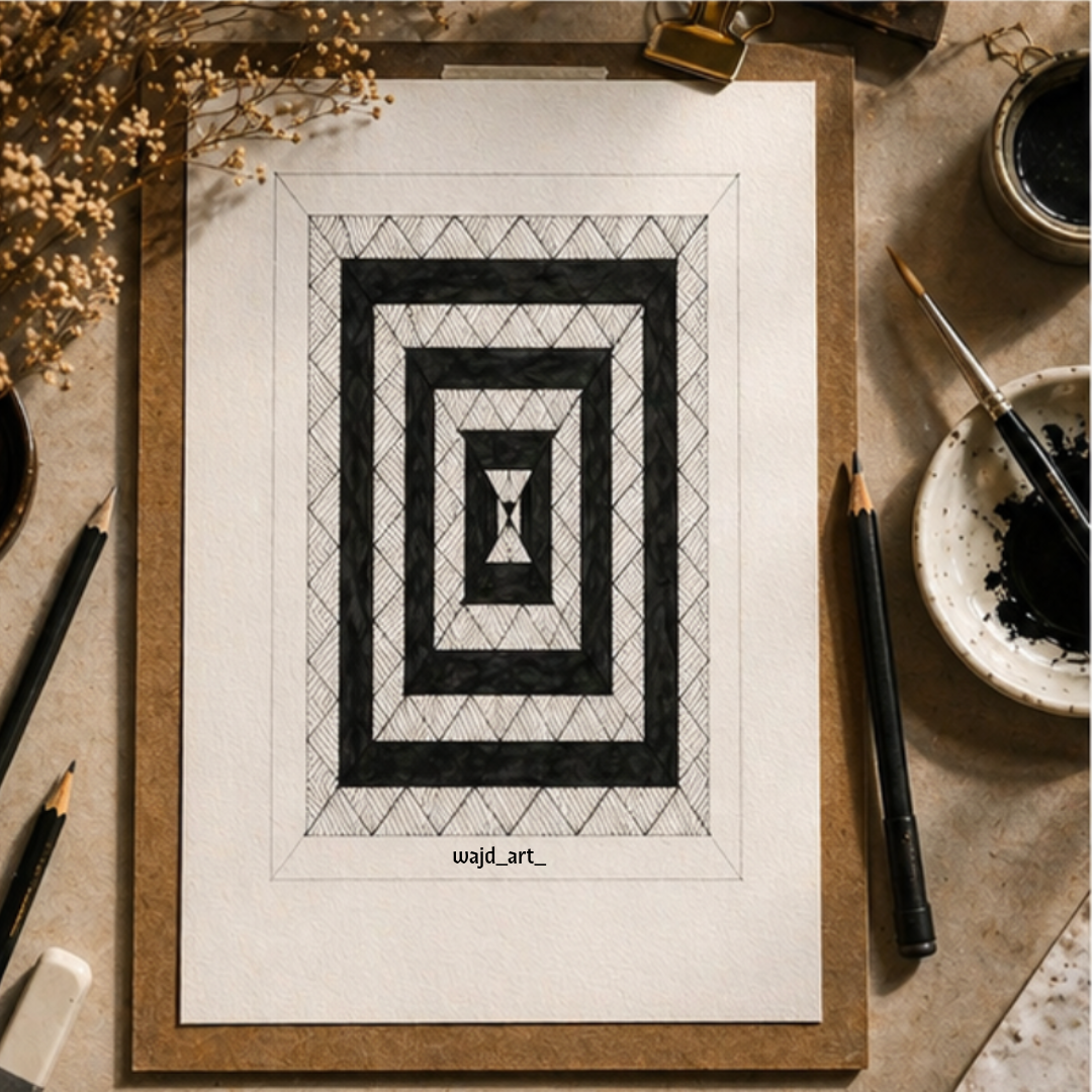 Hand Drawn Geometrical Doodling Art on Cartridge Paper- No Frame (Size A4 & A3)
