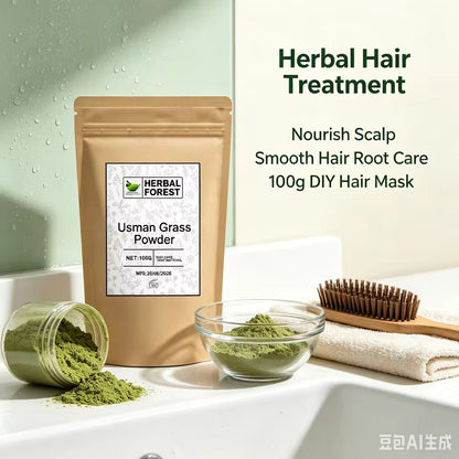 Organic Usman Grass Powder for Hair Beauty (100 grams)