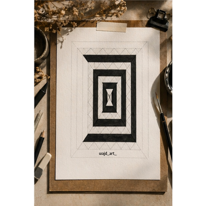Hand Drawn Geometrical Doodling Art on Cartridge Paper- No Frame (Size A4 & A3)