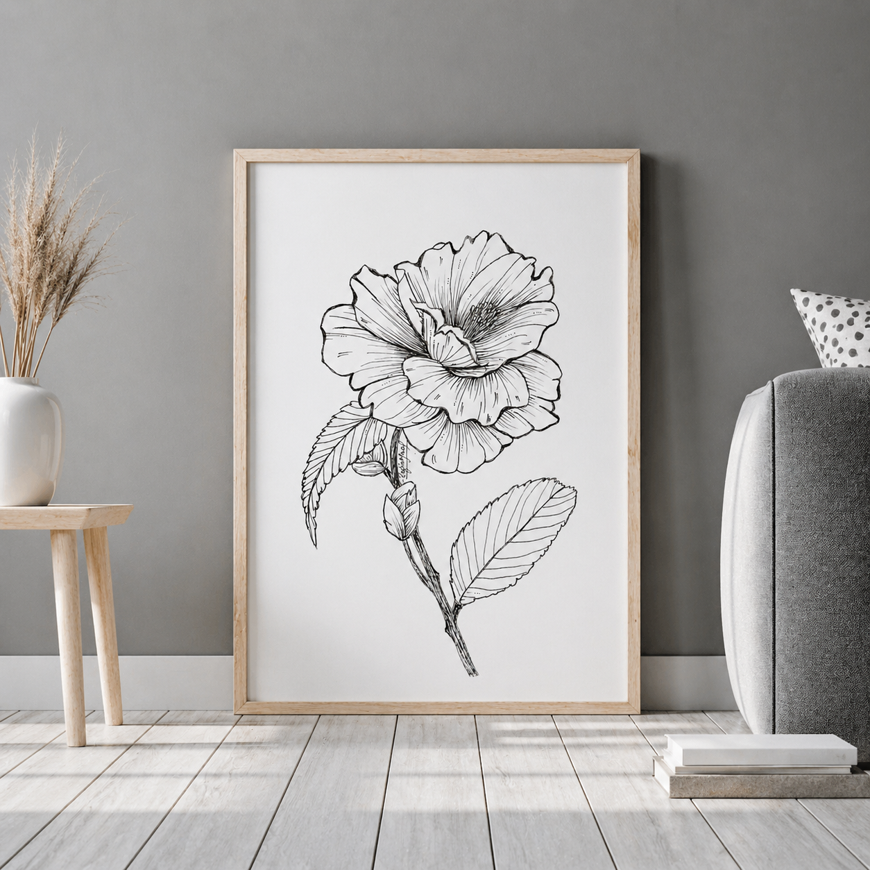 Hand Drawn Floral Art On Cartridge Paper - No Frame (Size: A4 & A3)