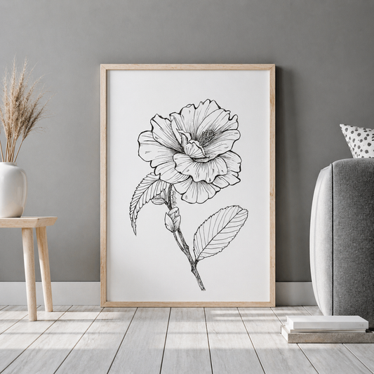 Hand Drawn Floral Art On Cartridge Paper - No Frame (Size: A4 & A3)