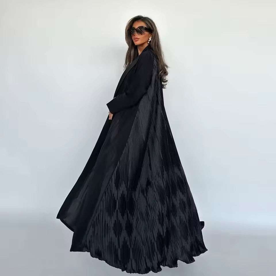 Slit Black Abaya - Long Sleeved Dubai Style Robe