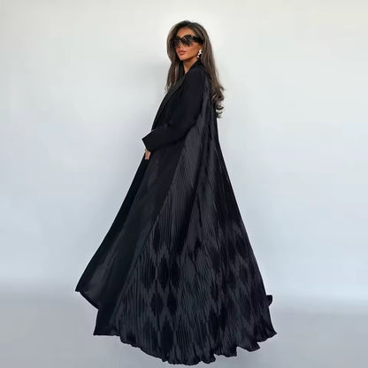 Slit Black Abaya - Long Sleeved Dubai Style Robe