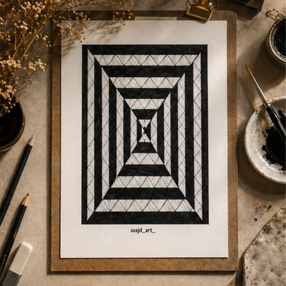 Hand Drawn Geometrical Doodling Art on Cartridge Paper- No Frame (Size A4 & A3)