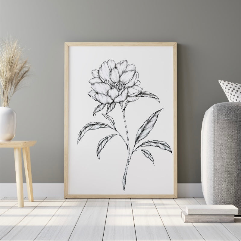Hand Drawn Floral Art On Cartridge Paper - No Frame (Size: A4 & A3)