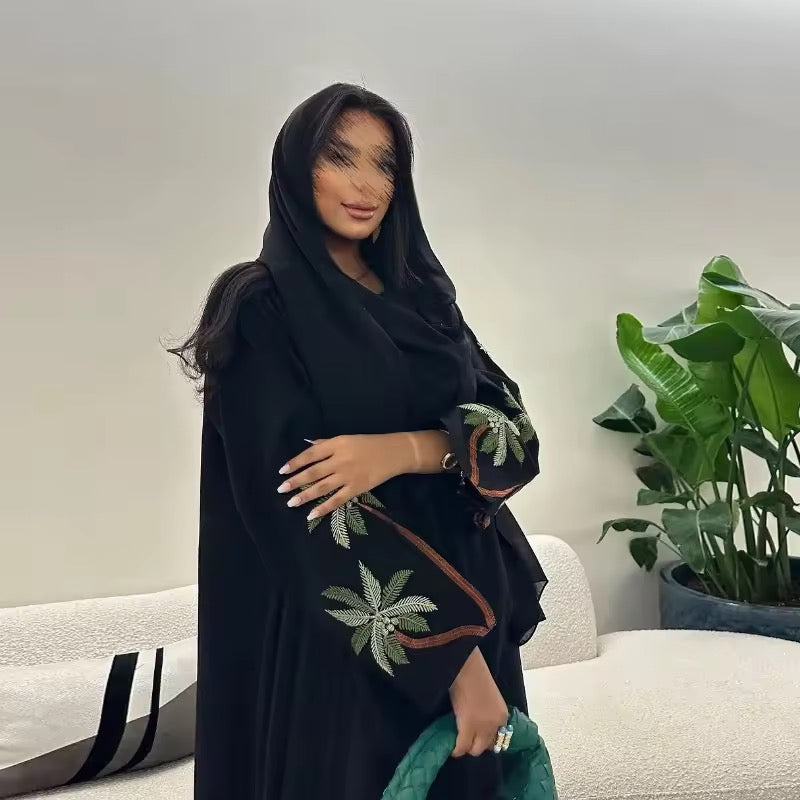 Slit Black Abaya - Long Sleeved Dubai Style Robe