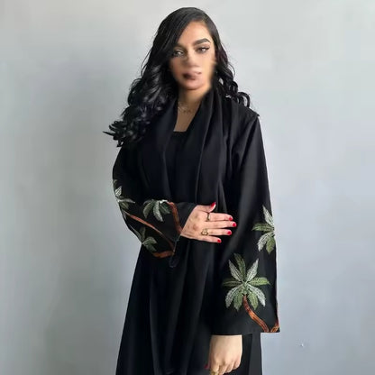 Slit Black Abaya - Long Sleeved Dubai Style Robe