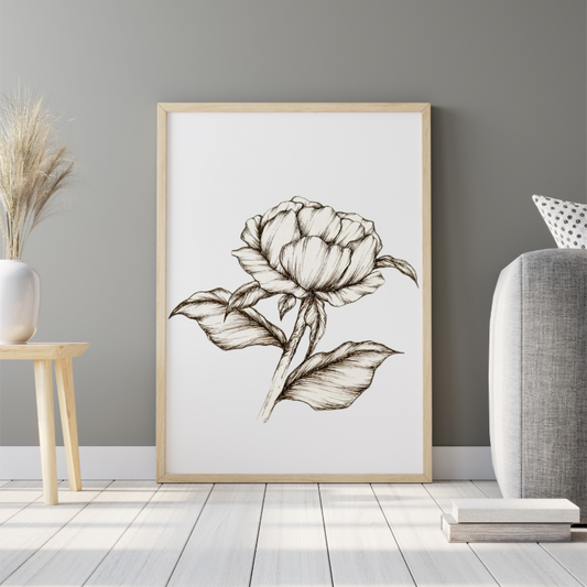 Hand Drawn Floral Art on Cartridge Paper - No Frame (Size: A4 & A3)