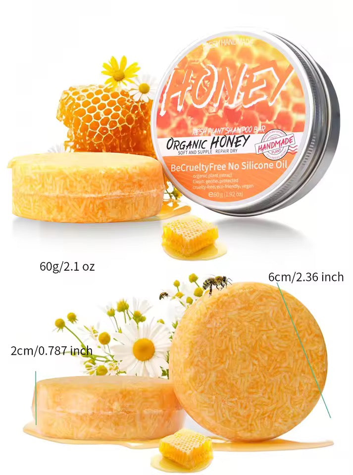 Organic Honey Shampoo Soap Without Silicone, Cleanses the Scalp, Nourishes Hair & Controls Oil