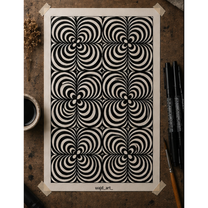 Hand Drawn Geometrical Doodling Art on Cartridge Paper- No Frame (Size A4 & A3)