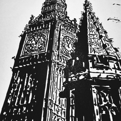 Hand Drawn Big Ben City Art on Cartridge Paper - No Frame (Size: A4 & A3)