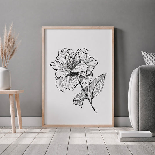 Hand Drawn Floral Art On Cartridge Paper - No Frame (Size: A4 & A3)
