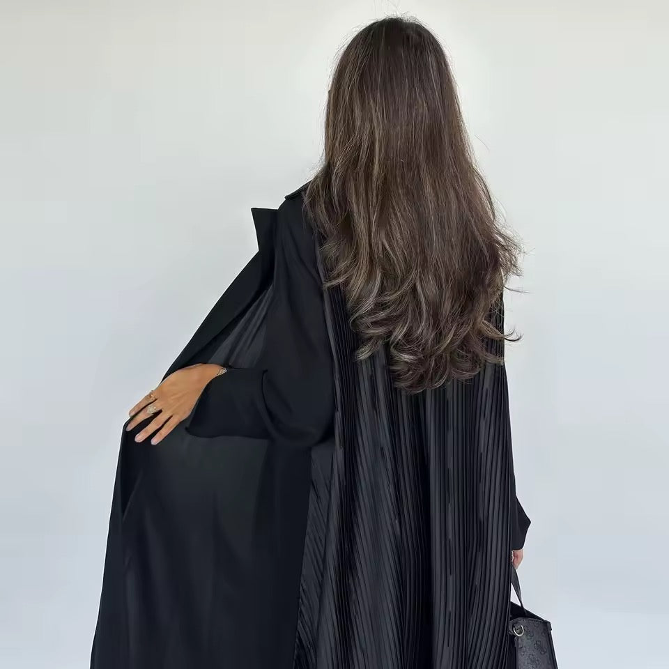 Slit Black Abaya - Long Sleeved Dubai Style Robe