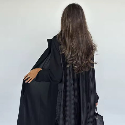 Slit Black Abaya - Long Sleeved Dubai Style Robe
