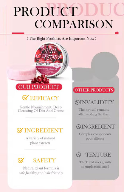 Organic Fruit Cherry Shampoo Soap Without Silicone, Cleanses the Scalp, Nourishes Hair & Controls Oil