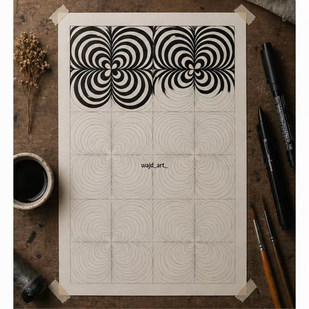 Hand Drawn Geometrical Doodling Art on Cartridge Paper- No Frame (Size A4 & A3)