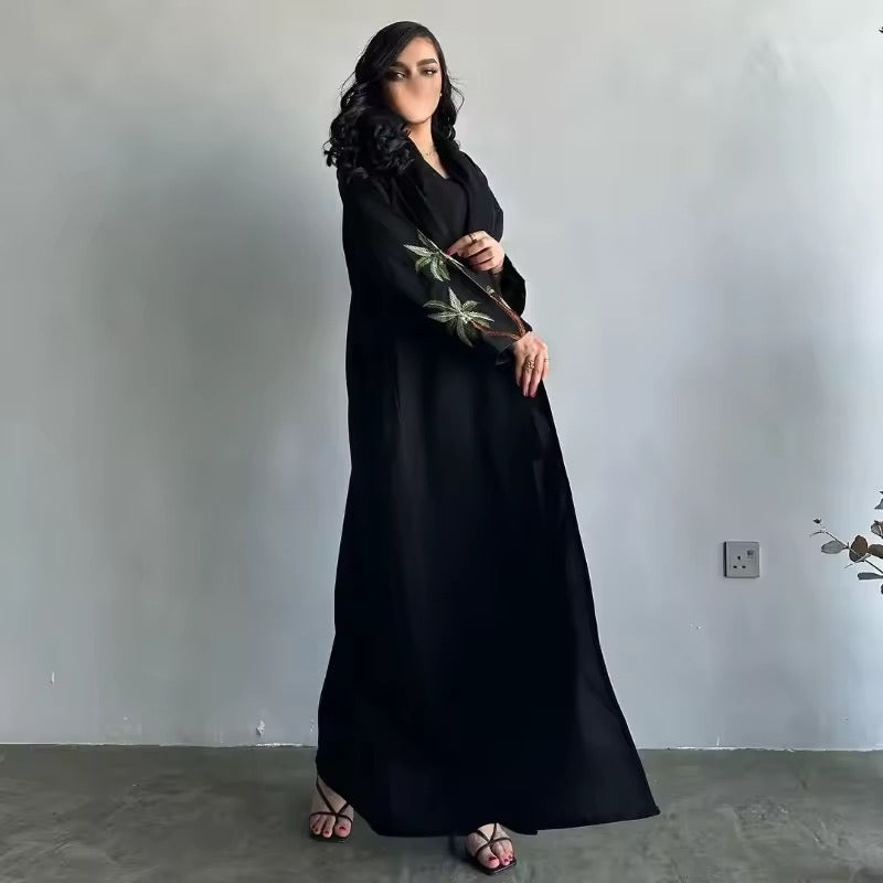 Slit Black Abaya - Long Sleeved Dubai Style Robe