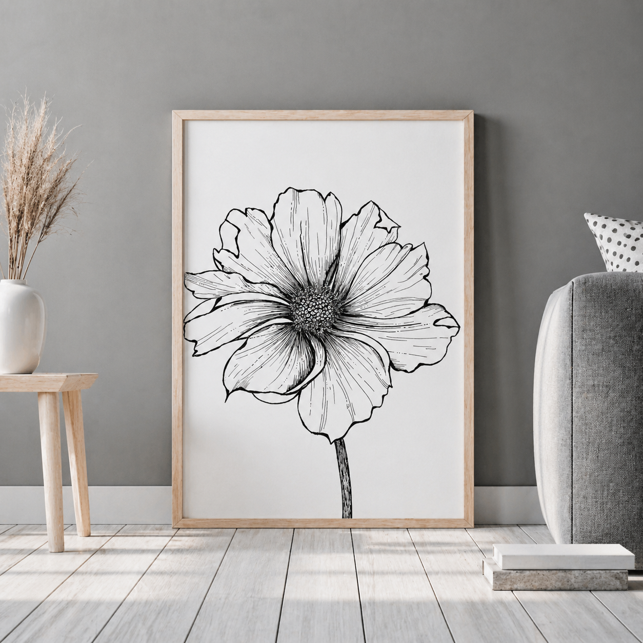 Hand Drawn Floral Art On Cartridge Paper - No Frame (Size: A4 & A3)