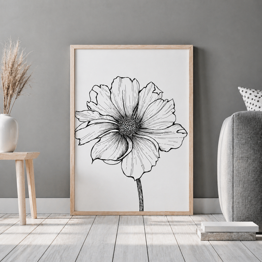 Hand Drawn Floral Art On Cartridge Paper - No Frame (Size: A4 & A3)