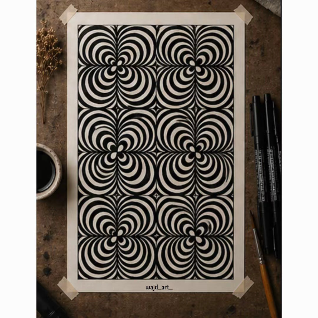 Hand Drawn Geometrical Doodling Art on Cartridge Paper- No Frame (Size A4 & A3)