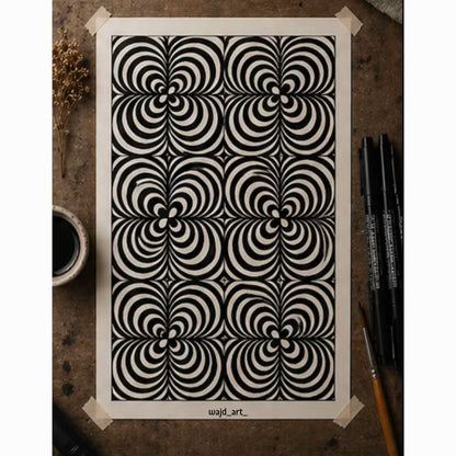 Hand Drawn Geometrical Doodling Art on Cartridge Paper- No Frame (Size A4 & A3)