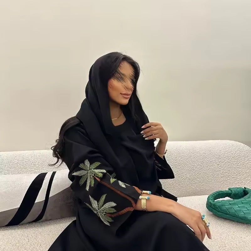 Slit Black Abaya - Long Sleeved Dubai Style Robe