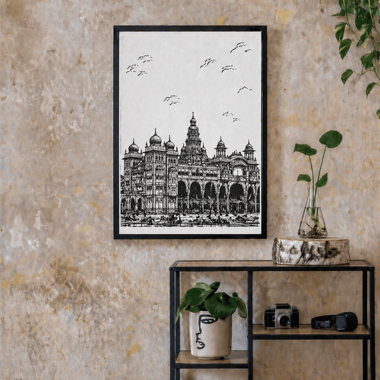 Hand Drawn Mysore Palace, India - City Art on Cartridge Paper - No Frame (Size: A4 & A3)