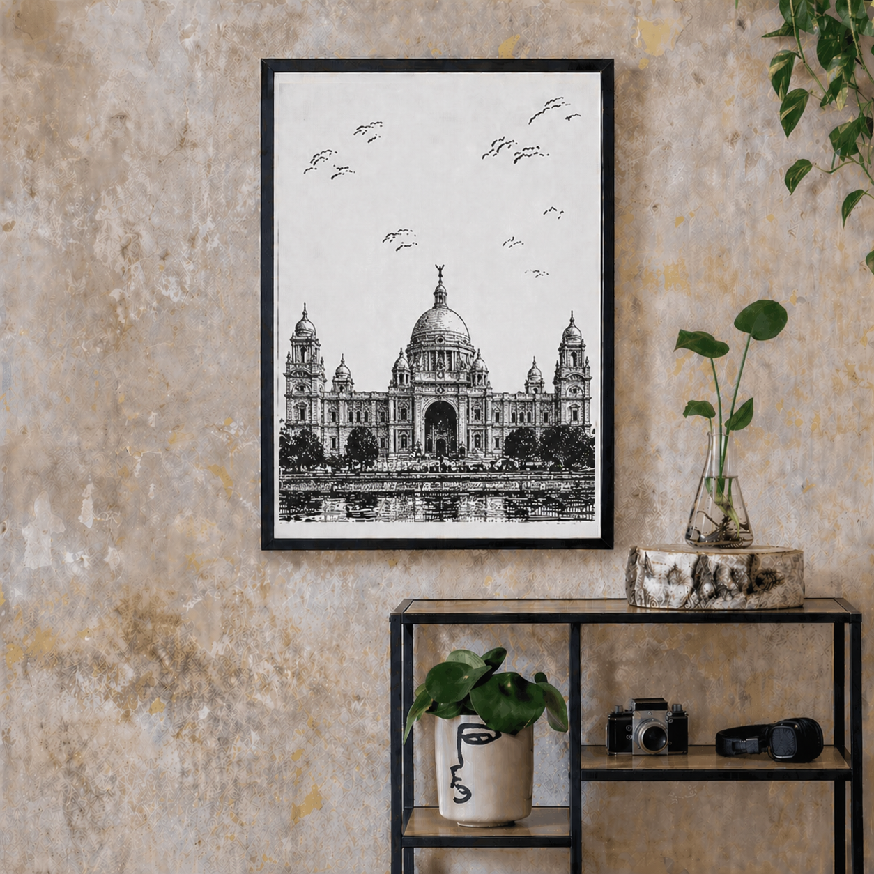 Hand Drawn Victoria Memorial, India - City Art on Cartridge Paper - No Frame (Size: A4 & A3)