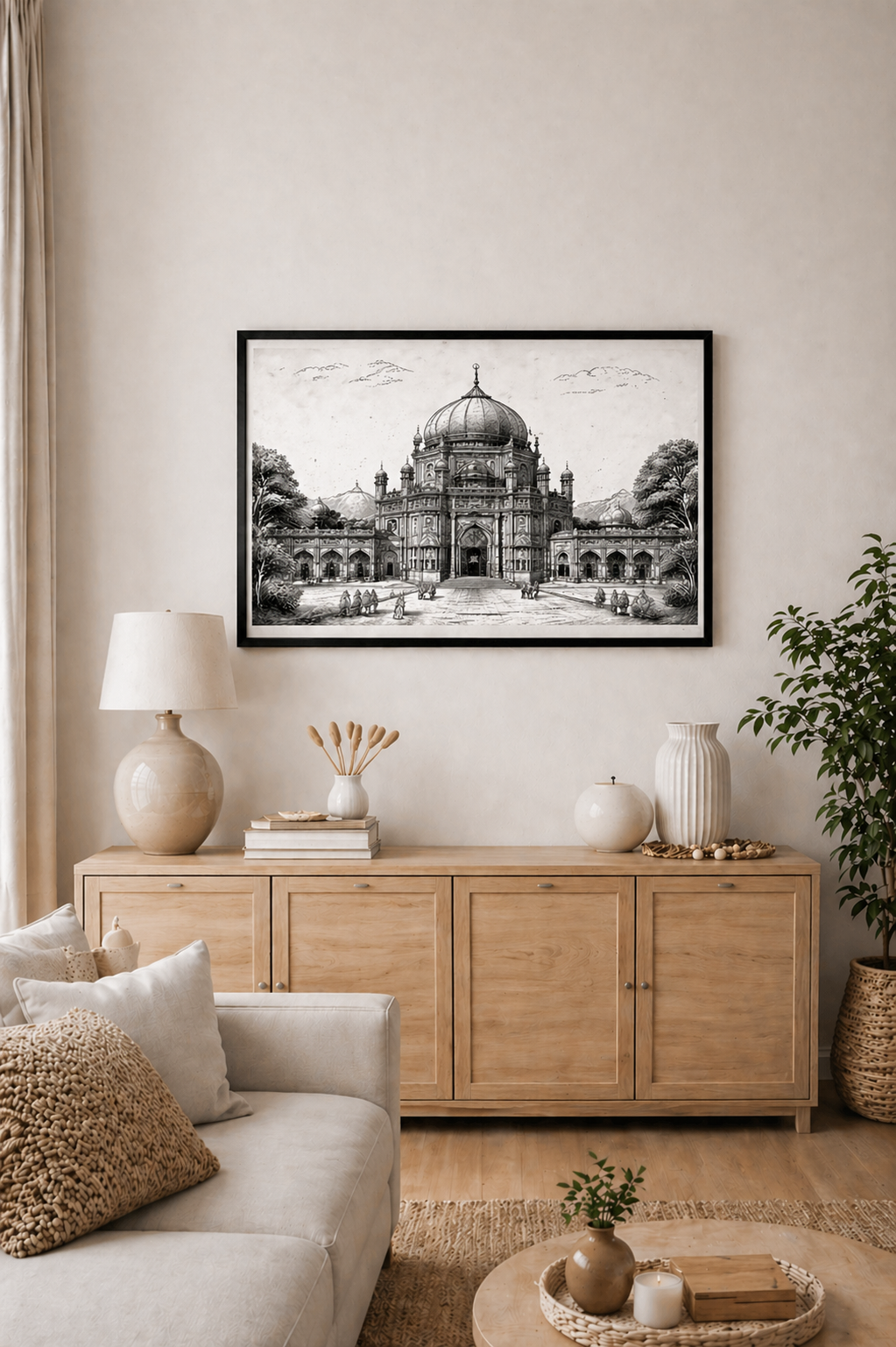 Hand Drawn Shrine of Hazrath Shams, Pakistan - Muslim Art on Cartridge Paper - No Frame (Size: A4 & A3)