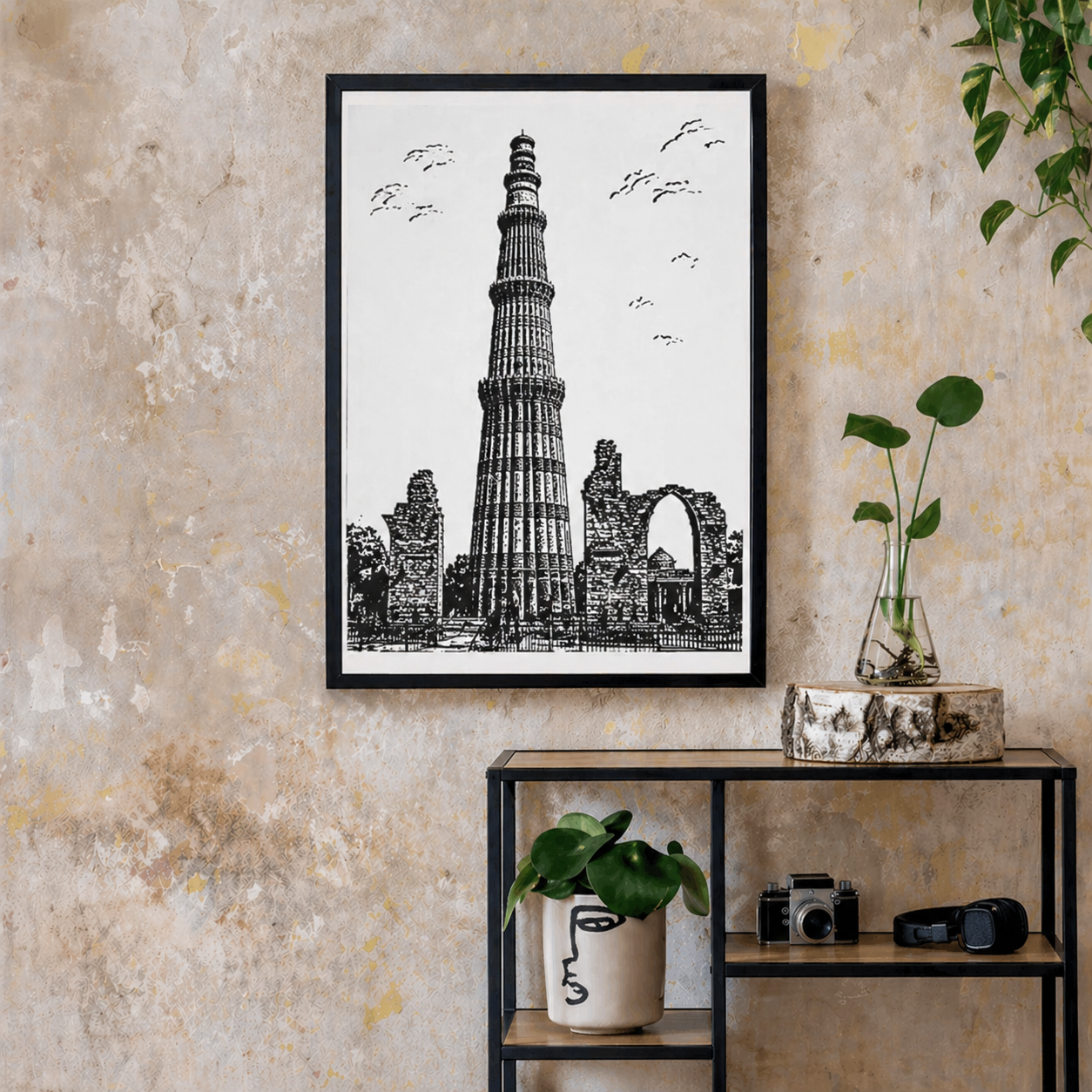 Hand Drawn Qutub Minar, India - City Art on Cartridge Paper - No Frame (Size: A4 & A3)