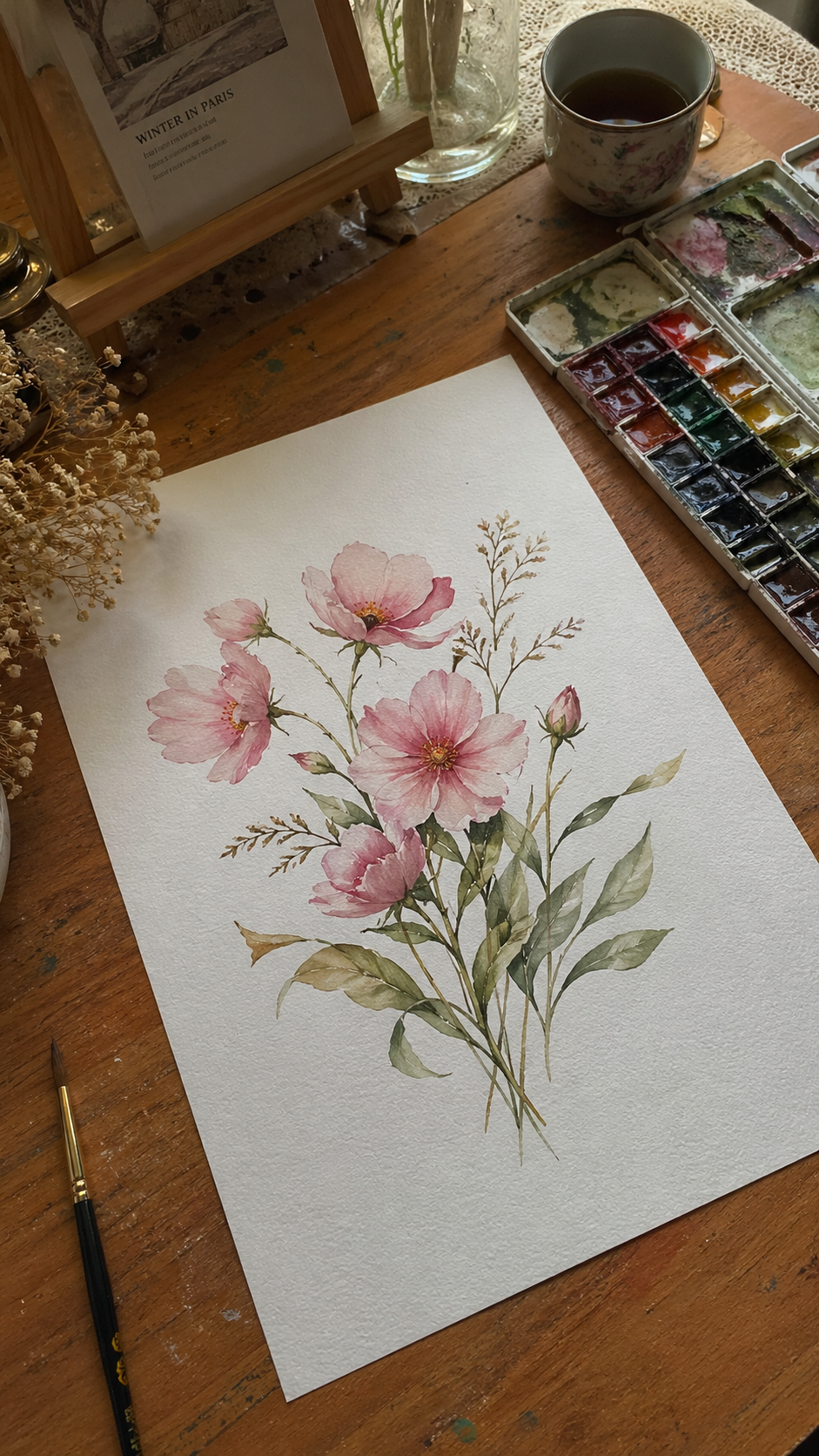 Limited Edition PRINT of my Original Floral Watercolour Painting on Cartridge Paper - No Frame (Size: A4 & A3)