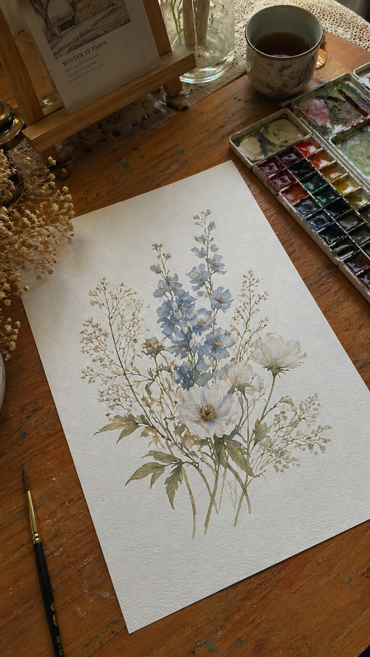 Limited Edition PRINT of my Original Floral Watercolour Painting on Cartridge Paper - No Frame (Size: A4 & A3)