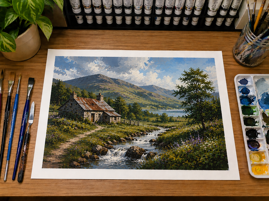 Limited Edition PRINT of my Original Acrylic Landscape on Cartridge Paper - No Frame (Size: A4 & A3)
