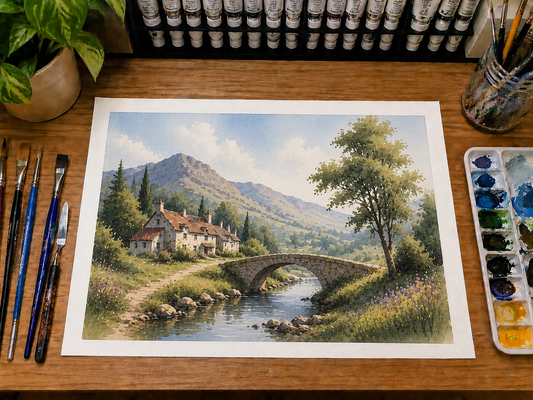 Limited Edition PRINT of my Original Watercolour Landscape on Cartridge Paper - No Frame (Size: A4 & A3)