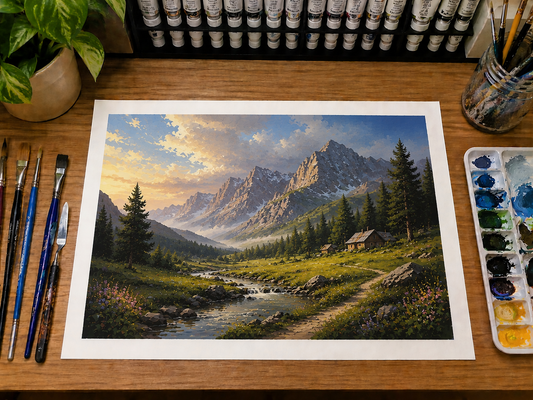 Limited Edition PRINT of my Original Acrylic Landscape on Cartridge Paper - No Frame (Size: A4 & A3)