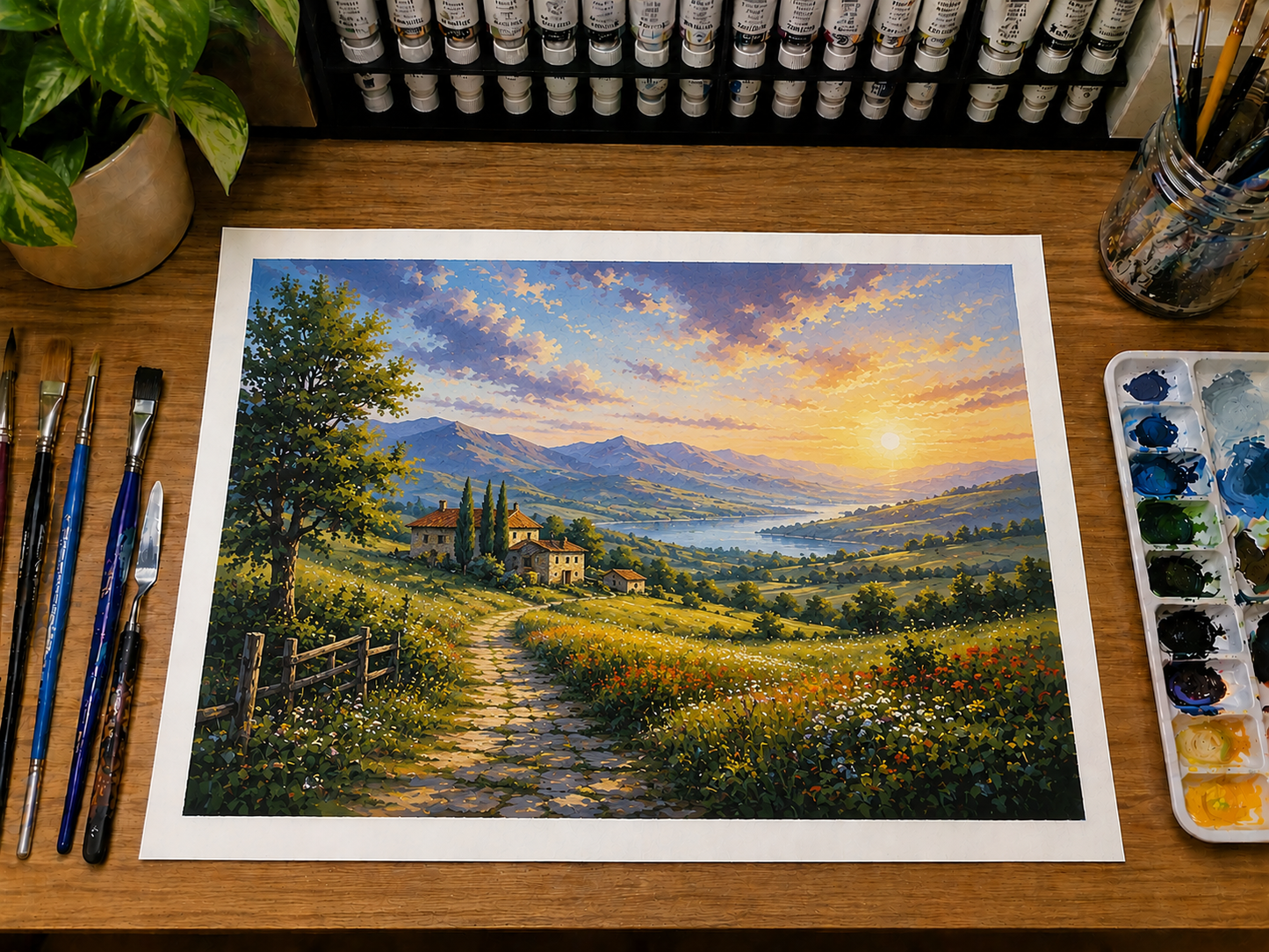 Limited Edition PRINT of my Original Acrylic Landscape on Cartridge Paper - No Frame (Size: A4 & A3)