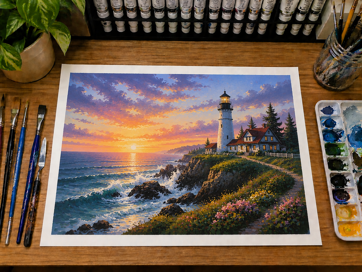 Limited Edition PRINT of my Original Acrylic Landscape on Cartridge Paper - No Frame (Size: A4 & A3)